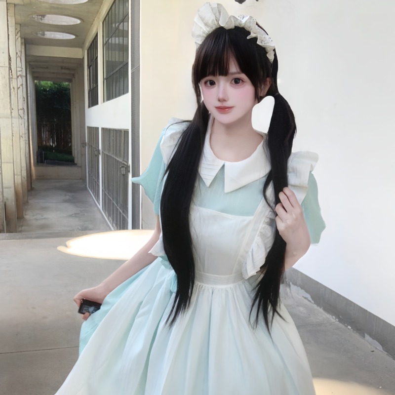 Long Pink White Maid Dress wit - đánh giá và giá Vintage Fashion Dresses